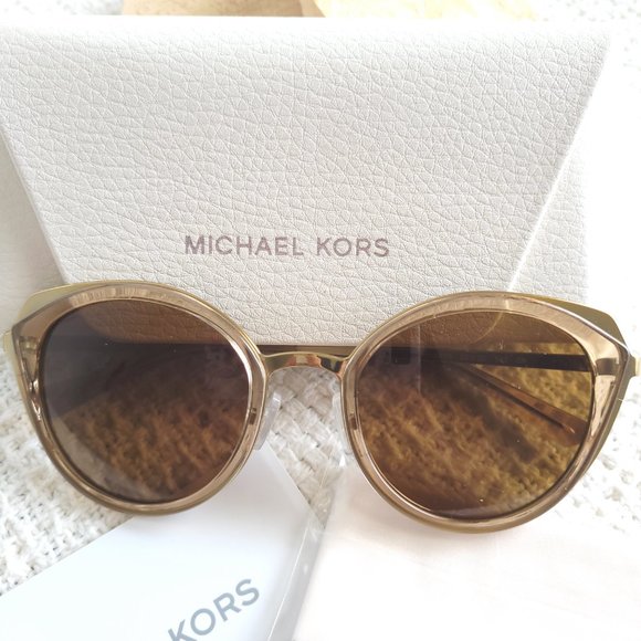 New Michael Kors Charleston Sunglasses in Pale Gold/Brown Transparent (MK1029)